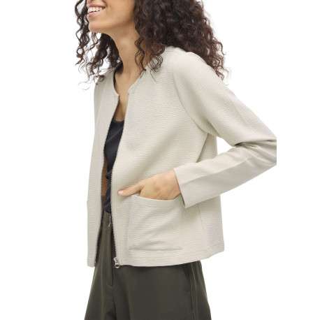 Gilet court écru uni en coton biologique mélangé avec une coupe droite - Image 5