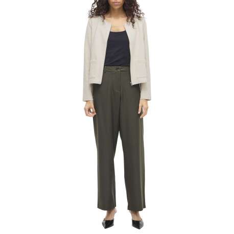 Gilet court écru uni en coton biologique mélangé avec une coupe droite - Image 6