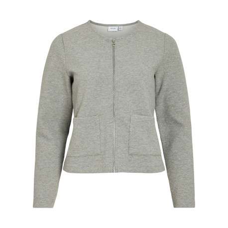 Gilet court gris clair uni en coton biologique mélangé avec une coupe droite