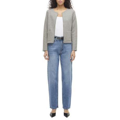 Gilet court gris clair uni en coton biologique mélangé avec une coupe droite - Image 5