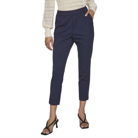 Pantalon marine uni avec une coupe cigarette et une taille intermédiaire - Image 3