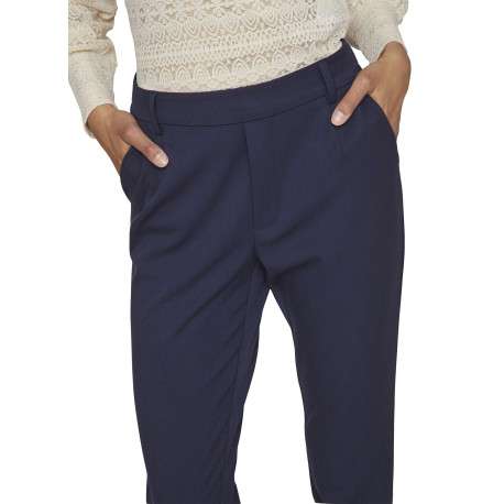Pantalon marine uni avec une coupe cigarette et une taille intermédiaire - Image 5