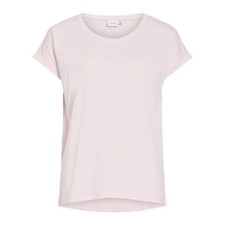 T-shirt rose uni avec une coupe droite et des manches courtes