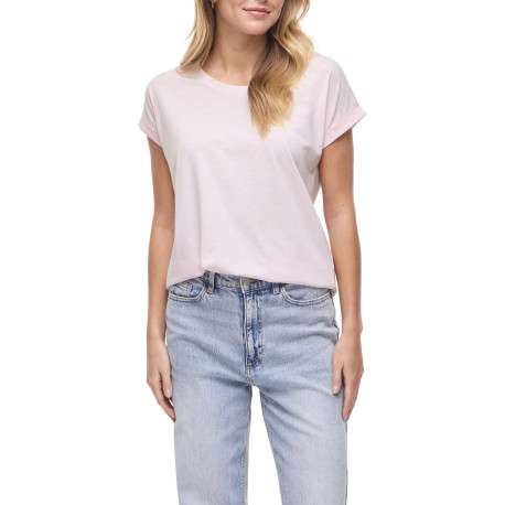 T-shirt rose uni avec une coupe droite et des manches courtes - Image 3