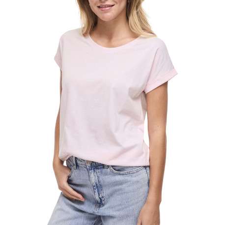 T-shirt rose uni avec une coupe droite et des manches courtes - Image 6