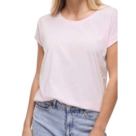 T-shirt rose uni avec une coupe droite et des manches courtes - Image 7