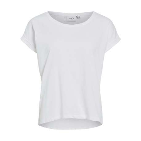 T-shirt blanc uni avec une coupe droite et des manches courtes