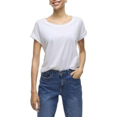 T-shirt blanc uni avec une coupe droite et des manches courtes - Image 3