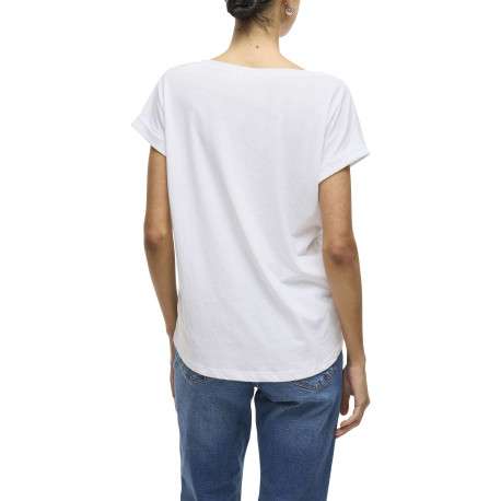 T-shirt blanc uni avec une coupe droite et des manches courtes - Image 4