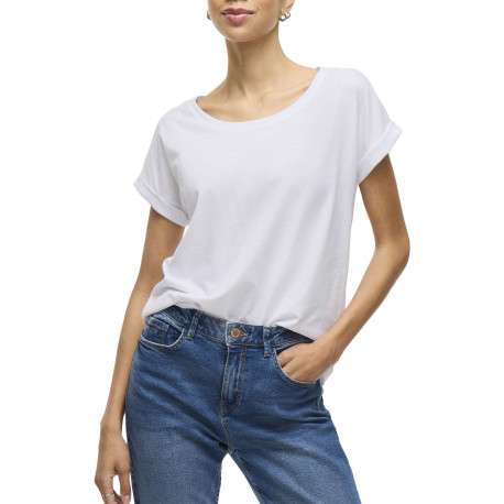 T-shirt blanc uni avec une coupe droite et des manches courtes - Image 7