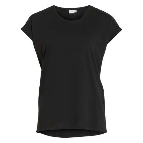 T-shirt noir uni avec une coupe droite et des manches courtes