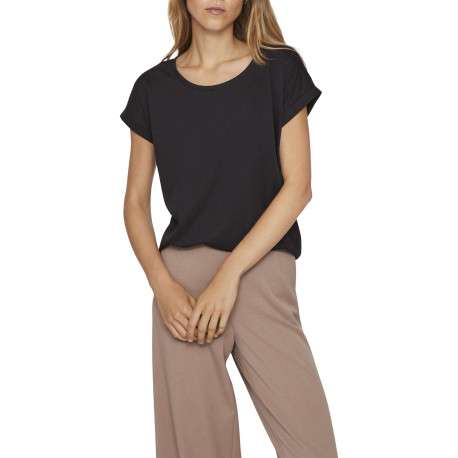T-shirt noir uni avec une coupe droite et des manches courtes - Image 3