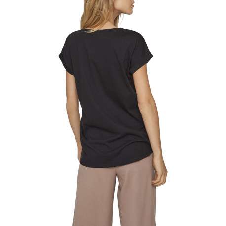 T-shirt noir uni avec une coupe droite et des manches courtes - Image 4