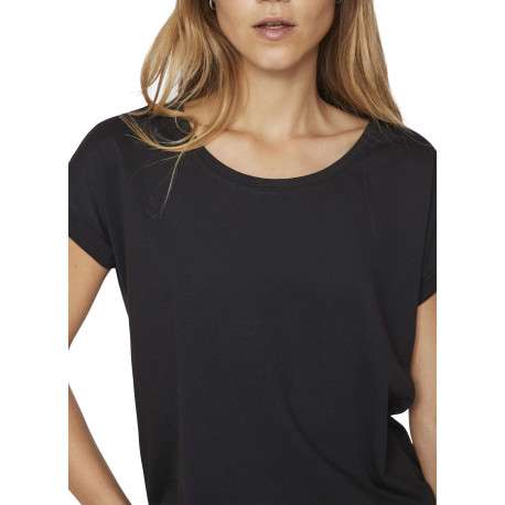 T-shirt noir uni avec une coupe droite et des manches courtes - Image 6