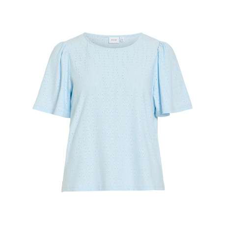 T-shirt bleu géométrique avec une coupe droite et un col rond