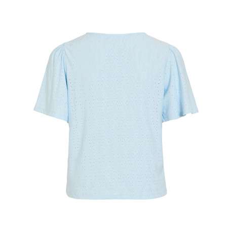 T-shirt bleu géométrique avec une coupe droite et un col rond - Image 2