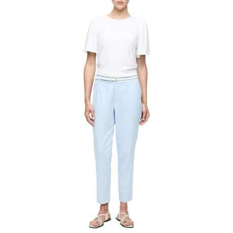Pantalon ciel uni avec une coupe cigarette et une taille intermédiaire - Image 3