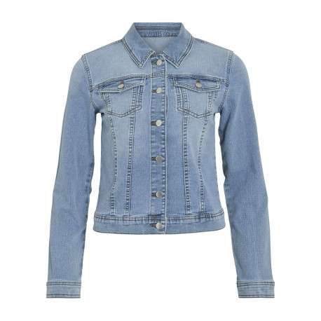 Blouson en jean en coton mélangé stone uni avec une coupe droite