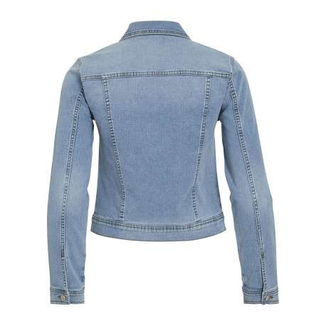 Blouson en jean en coton mélangé stone uni avec une coupe droite - Image 2