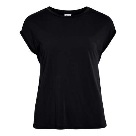 T-shirt noir uni avec une coupe droite et des manches courtes