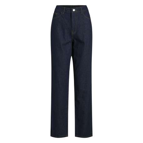 Jean en coton brut uni avec une coupe droite à bouton et à zip