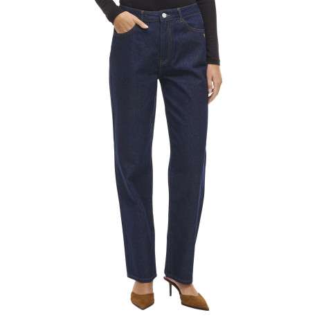 Jean en coton brut uni avec une coupe droite à bouton et à zip - Image 3