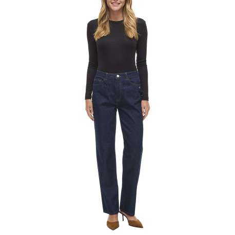 Jean en coton brut uni avec une coupe droite à bouton et à zip - Image 5