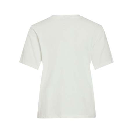 T-shirt en coton blanc uni avec une coupe droite et un col rond - Image 2