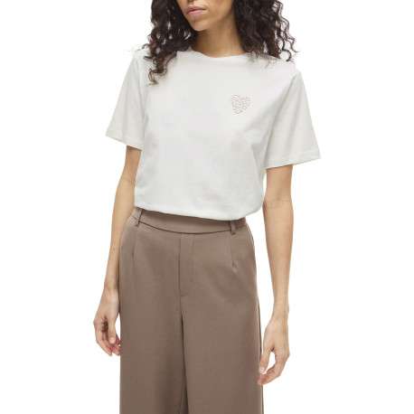 T-shirt en coton blanc uni avec une coupe droite et un col rond - Image 3