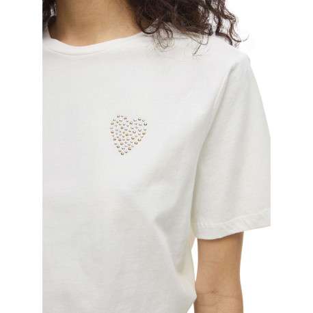 T-shirt en coton blanc uni avec une coupe droite et un col rond - Image 4