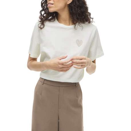 T-shirt en coton blanc uni avec une coupe droite et un col rond - Image 5