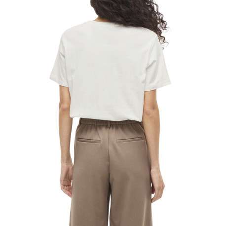 T-shirt en coton blanc uni avec une coupe droite et un col rond - Image 6
