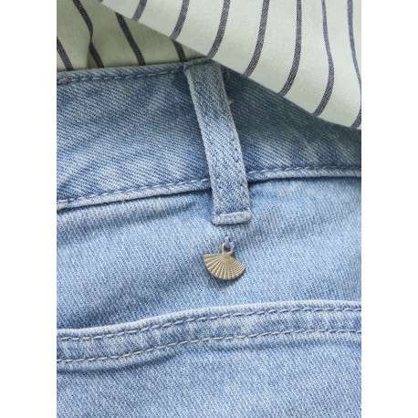 Jean en coton stone uni avec une coupe bootcut à bouton et zip - Image 7
