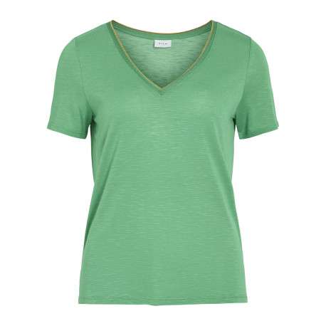 T-shirt vert uni avec une coupe droite et des manches courtes