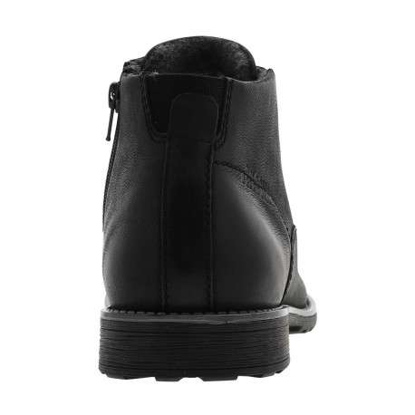 Bottines noires en cuir à talon décroché bas avec un zip et des lacets ronds - Image 6