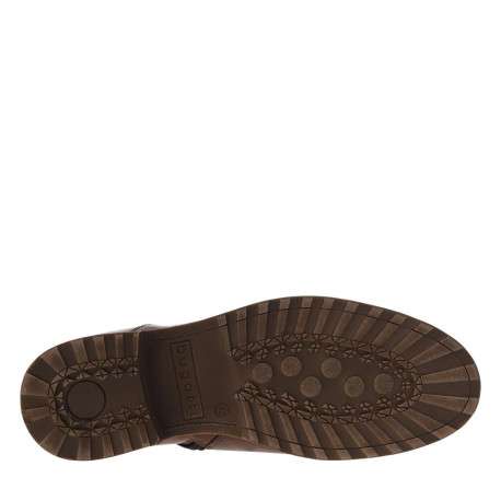 Bottines cognac en cuir à talon décroché bas avec un zip et des lacets ronds - Image 5