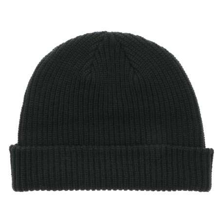 Bonnet noir uni en maille tricotée avec un petit logo blanc cousu - Image 2