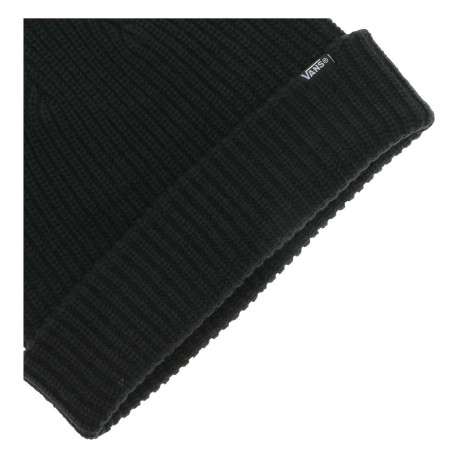 Bonnet noir uni en maille tricotée avec un petit logo blanc cousu - Image 3