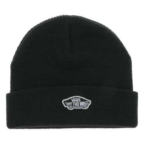 Bonnet noir uni en maille tricotée avec un logo blanc iconique brodé