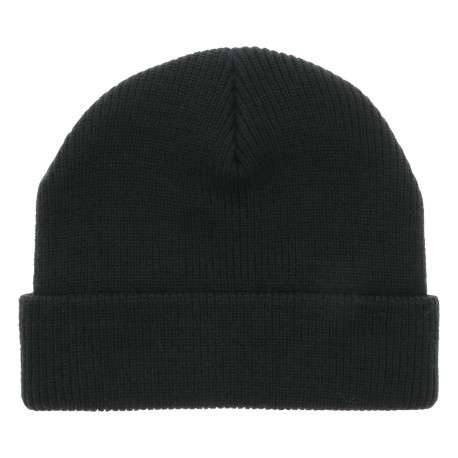 Bonnet noir uni en maille tricotée avec un logo blanc iconique brodé - Image 2