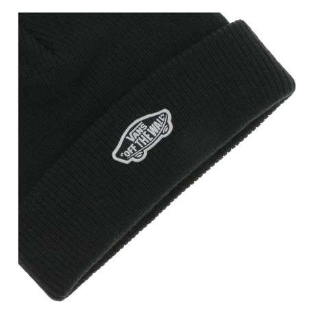 Bonnet noir uni en maille tricotée avec un logo blanc iconique brodé - Image 3