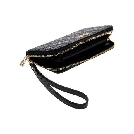 Portefeuille noir à motif monogramme avec une languette de tirage - Image 4