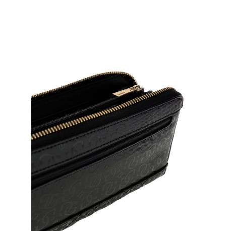 Portefeuille noir à motif monogramme avec une languette de tirage - Image 5