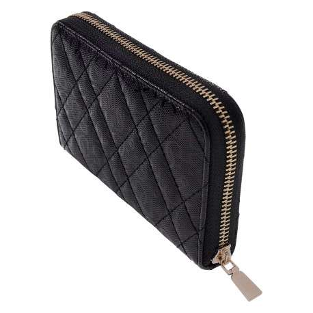 Portefeuille noir monogramme de la marque avec une fermeture dorée zippée - Image 3