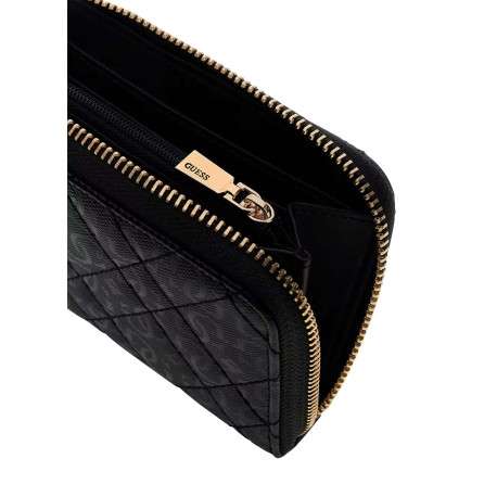 Portefeuille noir monogramme de la marque avec une fermeture dorée zippée - Image 4