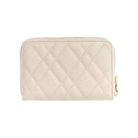 Portefeuille beige uni avec le logo de la marque embossé à l'avant - Image 2