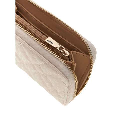 Portefeuille beige uni avec le logo de la marque embossé à l'avant - Image 4
