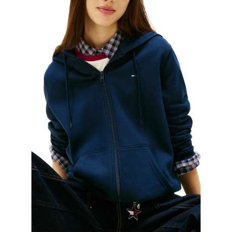 Sweat en coton mélangé nuit uni avec une coupe droite et un col à capuche - Image 6
