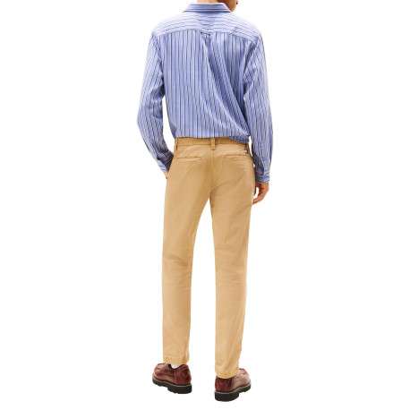 Pantalon Chino en coton beige uni avec une coupe slim à zip et à bouton - Image 7