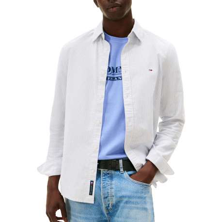 Chemise en coton blanche à rayures avec une coupe droite et col à revers - Image 2